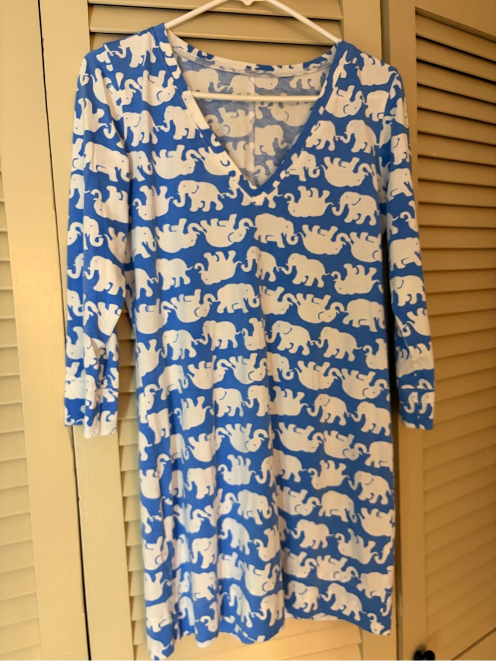 Lilly Pulitzer Blue and White Elephant Print Mini Dress
